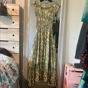 Maje Gold Fit and Flare Maxi Dress